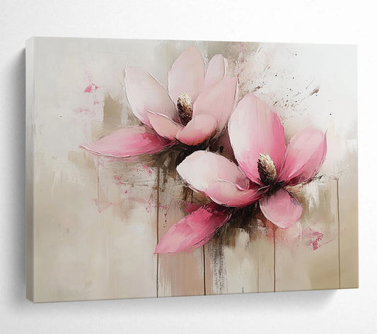 “Pink White Gray Floral Softness” - Pink, white, gray, beige; Soft abstract floral painting HB1295