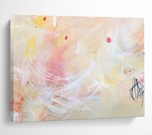“Pastel Whimsy” - Pink, Yellow, White, Delicate Strokes - Abstract Watercolor - Inspired Acrylic Painting HB1547