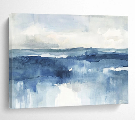 “Abstract Sea Watercolor” - Blue, White, Gray - Abstract Coastal Watercolor - Watercolor Painting HB1334