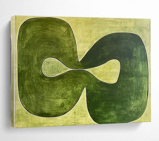 “Infinite Green Loop” - Greens, Beiges, Abstract Infinity - Inspired Shape - Acrylic Painting HB1763