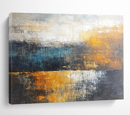 “Warm Toned Abstract Landscape” - Orange, Blue, Gray, Abstract Landscape Painting On Canvas HB0991