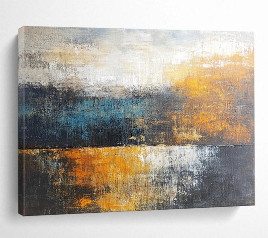 “Warm Toned Abstract Landscape” - Orange, Blue, Gray, Abstract Landscape Painting On Canvas HB0991