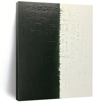Contemporary abstract canvas featuring dark green handwritten text and layered black ink, evoking a sense of hidden narratives awaiting discovery. DLZ1522