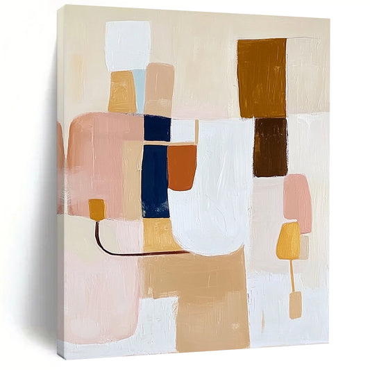 Contemporary abstract artwork featuring thick brush strokes in muted colors with soft edges and visible texture creating depth and minimalist appeal. DLZ1041