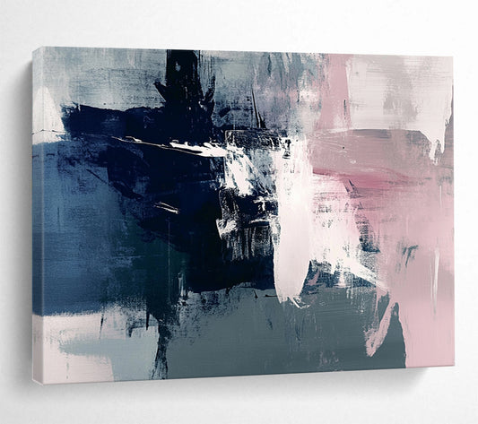 “Cool Tone Abstract Fusion” - Blue, Pink, Gray, Blended Strokes - Abstract Acrylic Painting HB1525