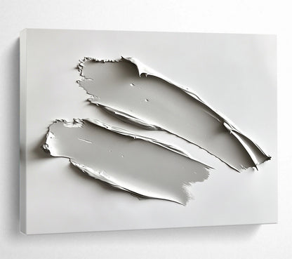 “Minimalist Gray Strokes” - Gray, White, Textural Abstract Painting On Canvas HB0690
