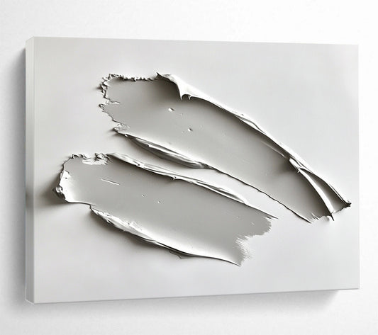 “Minimalist Gray Strokes” - Gray, White, Textural Abstract Painting On Canvas HB0690