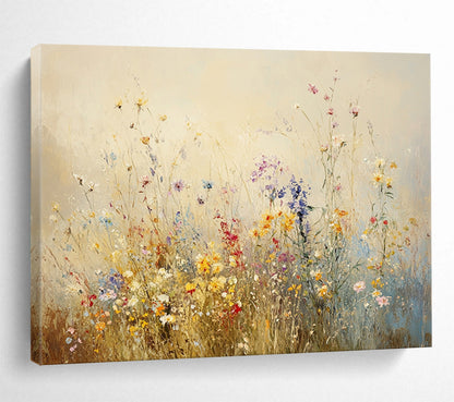 “Soft Wildflower Meadow” - Pastel, Wildflowers, Field Painting On Canvas HB0757