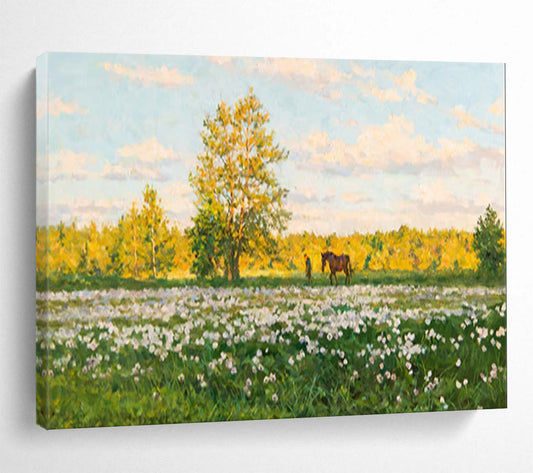 Summer Meadow with Horse - Peaceful Living Room or Office Art DLZ216