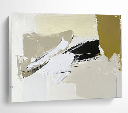 “Bold Neutral Swipes” - Beige, White, Black with Expressive Swipes - Abstract Acrylic Painting HB1341
