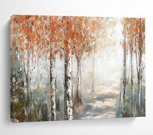 Misty Autumn Birch Forest - Enchanting Bedroom or Office Art DLZ222