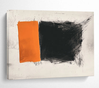 Textured Orange and Black Blocks - Impasto Color - Field Painting On Canvas HB0462