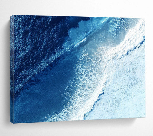 “Aerial Blue - White Ocean View” - Blue, White, Ocean Waves from Above - Photographic Art HB1635