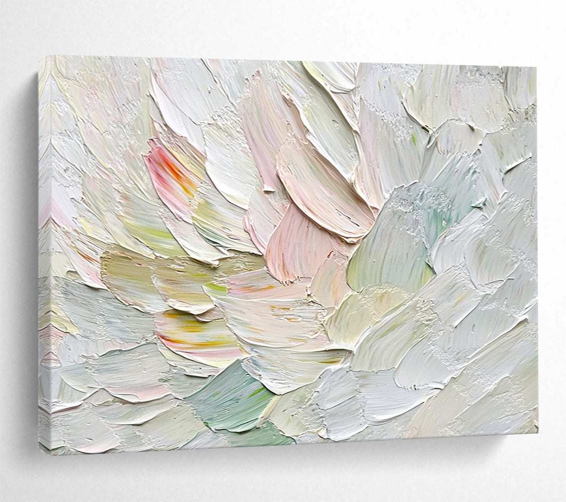 “Textured Pastel Petals” - Pastel Colors, Textured Floral Painting On Canvas HB0715