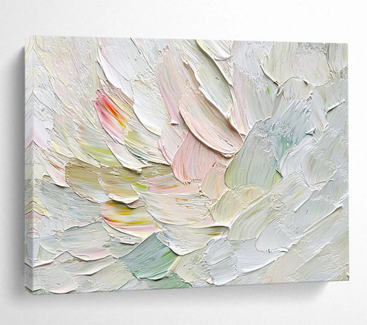 “Textured Pastel Petals” - Pastel Colors, Textured Floral Painting On Canvas HB0715