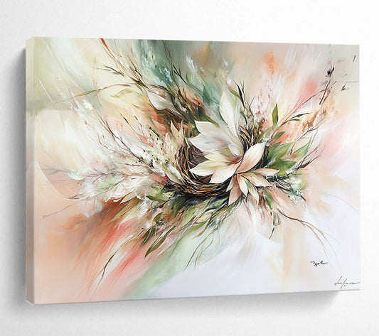 Soft Colorful Floral Abstract - “Blush Bouquet” Painting On Canvas HB1463