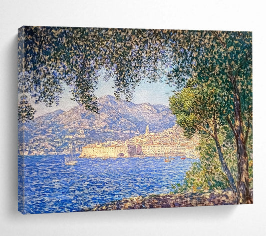 “Impressionist Coastal Scene” - Blue, green, beige, Impressionist Landscape Painting HB0630