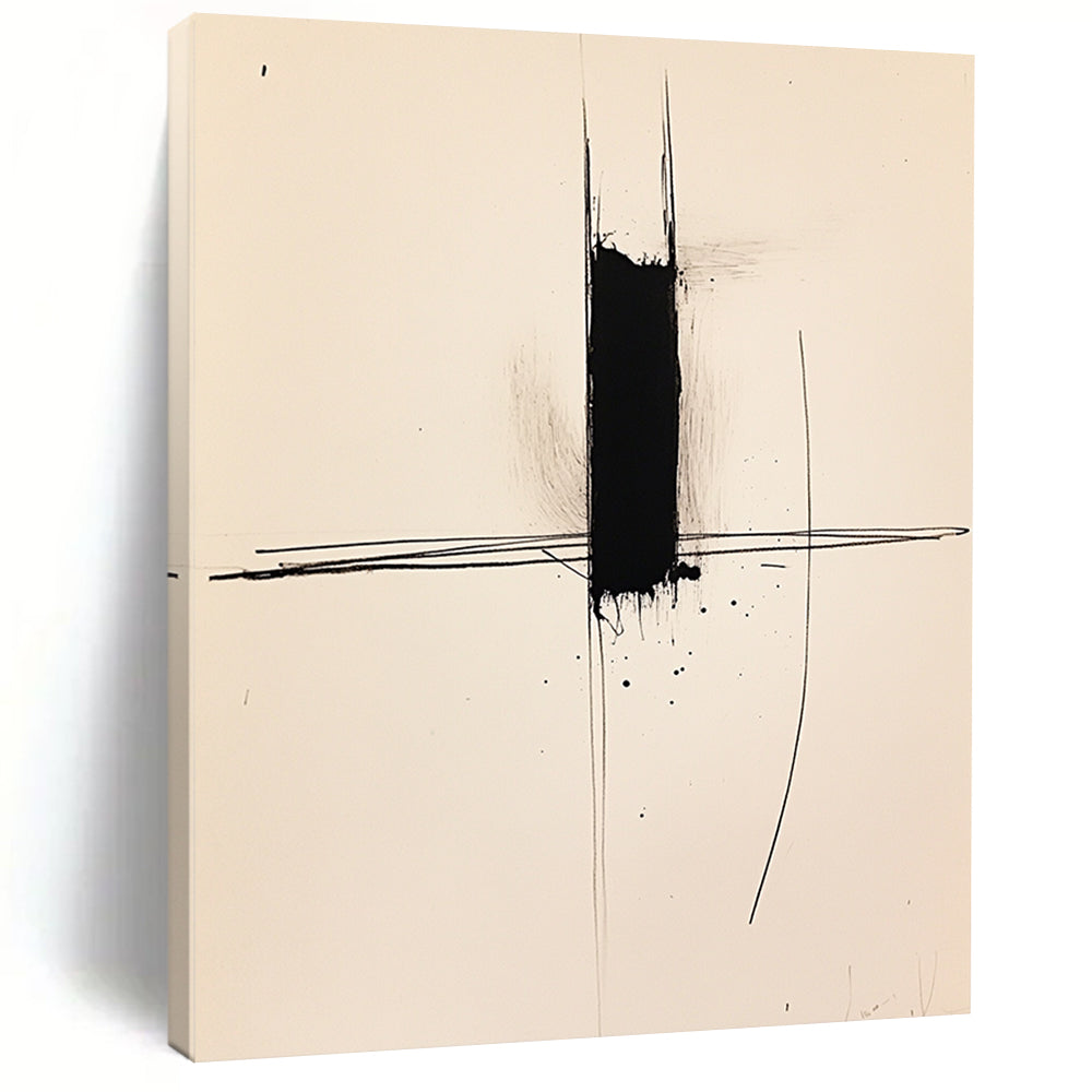 Contemporary abstract art featuring a single black line on white paper captures minimalist elegance and expressive simplicity. Perfect for modern decor. DLZ1585
