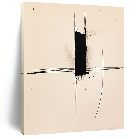 Contemporary abstract art featuring a single black line on white paper captures minimalist elegance and expressive simplicity. Perfect for modern decor. DLZ1585