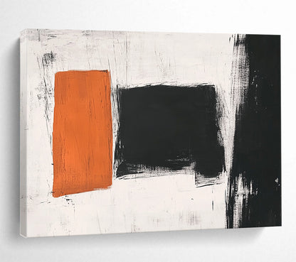 Orange and Black Rectangles - Color - Block Abstract Painting On Canvas HB0461