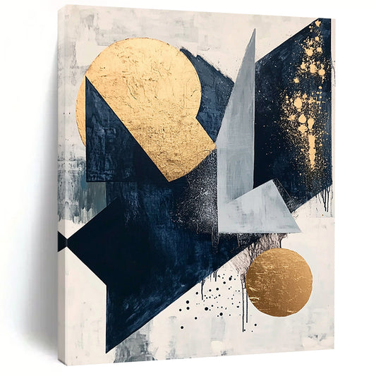 Geometric Shapes with Gold Accents "Elegant Geometry" Painting On Canvas HB292