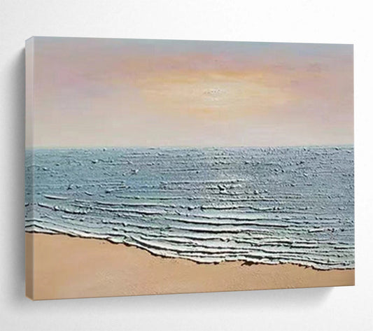 Textured Beach Wave Art - Serene Coastal Living Room or Bathroom Decor DLZ184