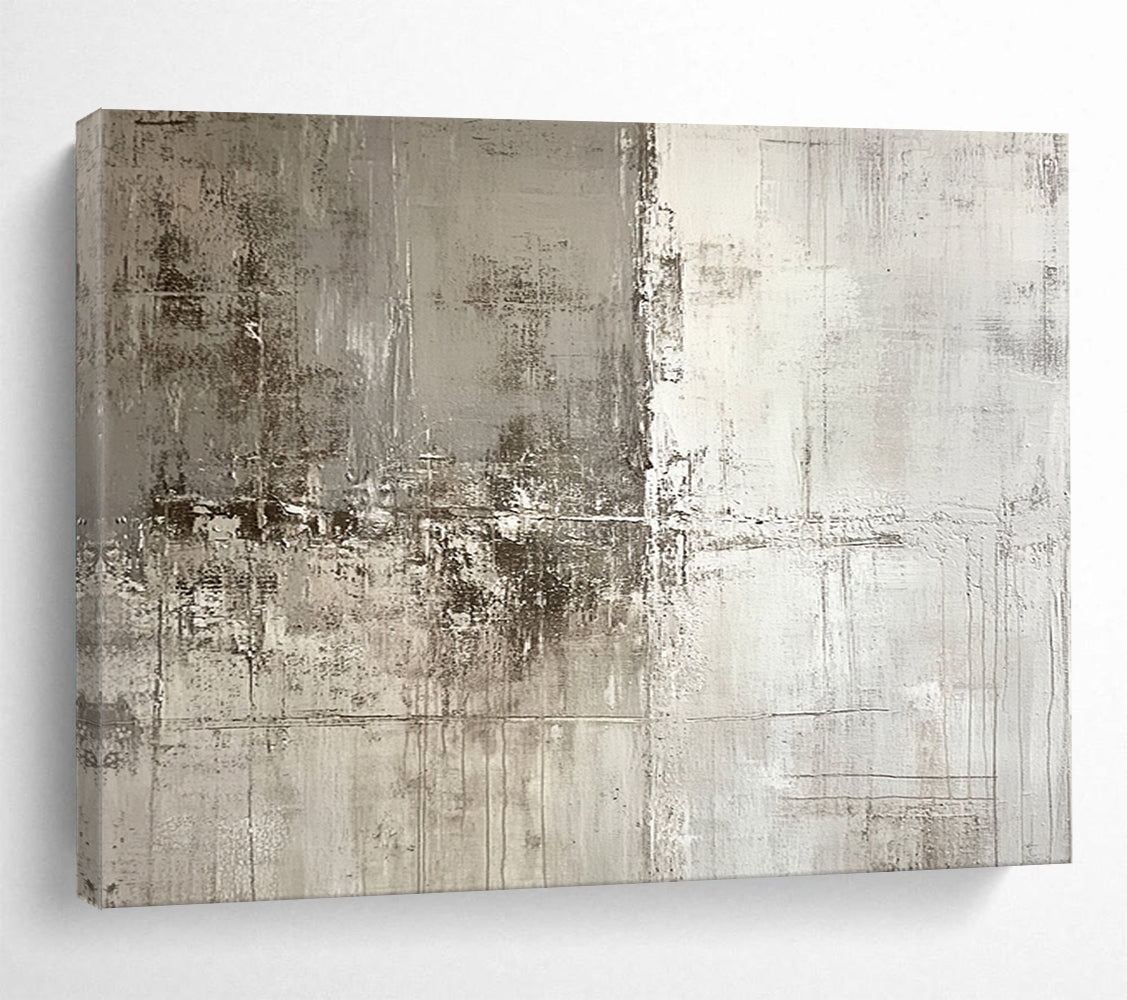 Neutral Textured Abstract - Muted Abstract Oil Painting On Canvas HB0482