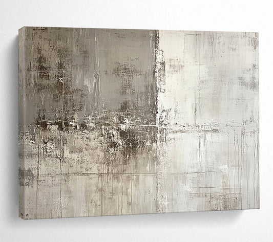 Neutral Textured Abstract - Muted Abstract Oil Painting On Canvas HB0482