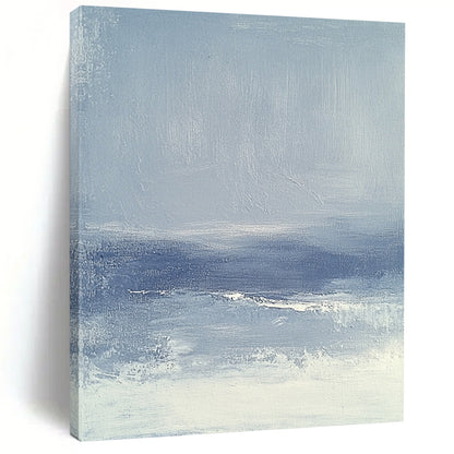 Contemporary abstract painting featuring a foggy sea in grey and blue, inspired by James Whistler's minimalist style, perfect for modern decor. DLZ0595