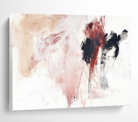 “Pink - Black Abstract Gestures” - Pink, Black, Abstract Expressionist Painting On Canvas HB1110