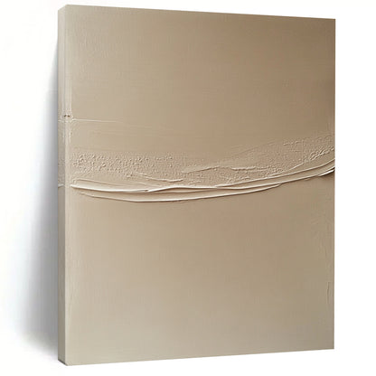 Contemporary abstract artwork featuring a beige wall with a delicate white line, highlighting contrasting textures and subtle shadows for depth. DLZ1434