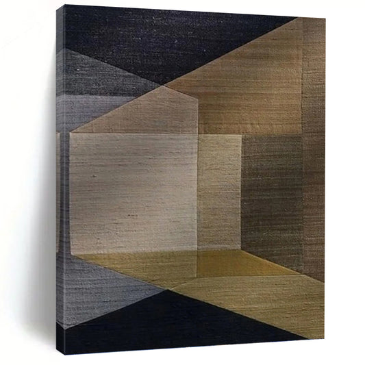 Designer - Inspired Masterwork: Hand - Painted Textured Canvas Mural for Living Room & Hotel Lobby DKH1134