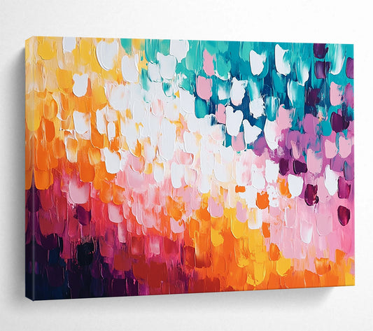 “Pastel Colorful Dots” - Pastel Palette, Colorful Dot Pattern Painting On Canvas HB0859