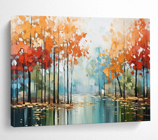 Misty Autumn Forest Art - Oversized Serene Bedroom Accent DLZ164