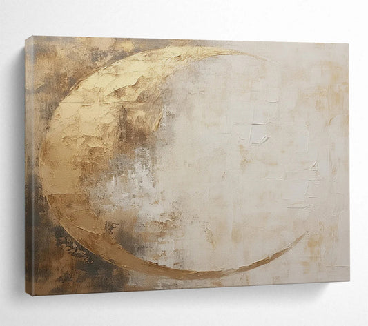 Gold & Beige Moon Abstract - Serene Bedroom Accent DLZ081