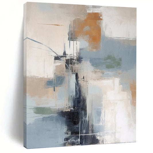 Relaxingly Striking Hand - Painted Textured Abstract Mural for Waiting Room & Lounge Area DKH1254