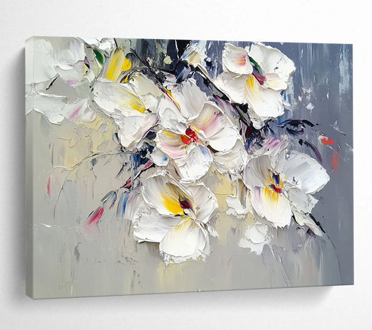 “Colorful White Orchids” - White, Yellow, Pink, Purple with Orchid Bouquet - Textured Oil Painting HB1347