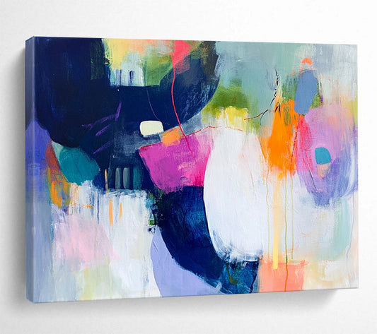 “Vibrant Color Collage” - Pink, Purple, Orange, Blue, Abstract Shapes - Modernist Collage - Inspired Acrylic Painting HB1551