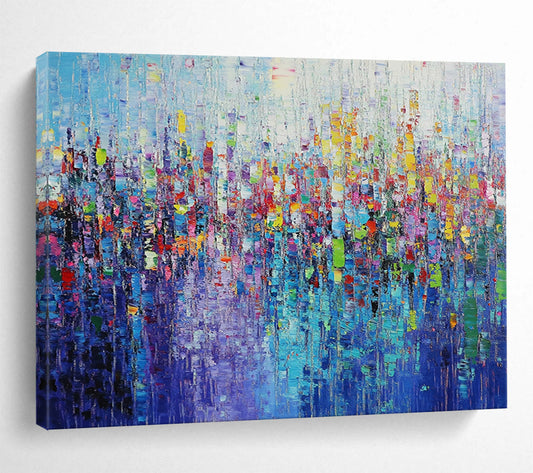 “Impasto Cityscape in Vivid Colors” - Pointillist - Inspired Painting On Canvas HB0519