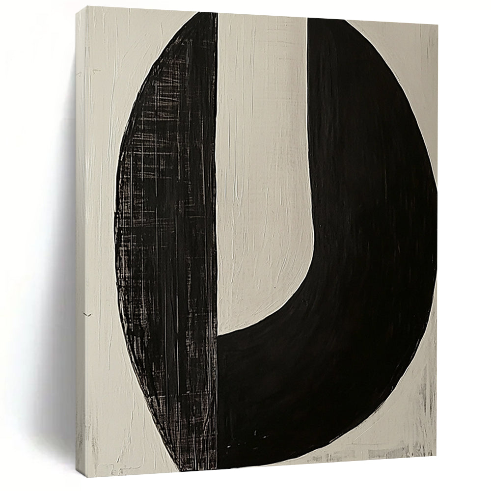 Contemporary large abstract painting featuring two minimalist axe-shaped forms in striking black and white tones for a bold artistic statement. DLZ1548