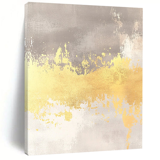Ethereal contemporary abstract artwork features a soft gray background with yellow accents and gold foil, perfect for a dreamy wedding card backdrop. DLZ1471