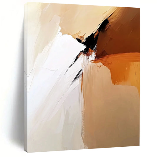 Contemporary hand-painted abstract artwork featuring soft tones of beige and white with smooth brush strokes and calm minimalistic elegance. DLZ0291