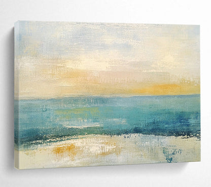 “Coastal Color Blend” - Blue, Yellow, Orange, Textured Sea and Sky Painting On Canvas HB0941