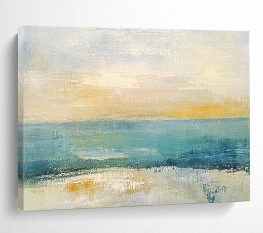 “Coastal Color Blend” - Blue, Yellow, Orange, Textured Sea and Sky Painting On Canvas HB0941