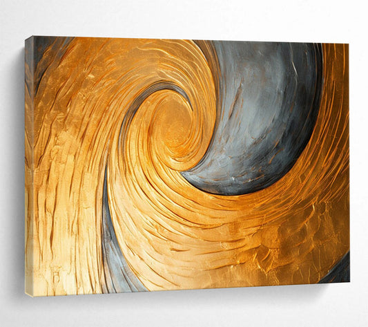 Gold & Gray Swirl Textured Art - Luxe Modern Living Room Focal Point DLZ176