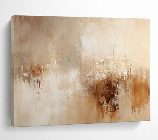 “Beige Brown Abstract Textures” - Beige, Brown, Gray, Textured Forms - Painting On Canvas HB1426