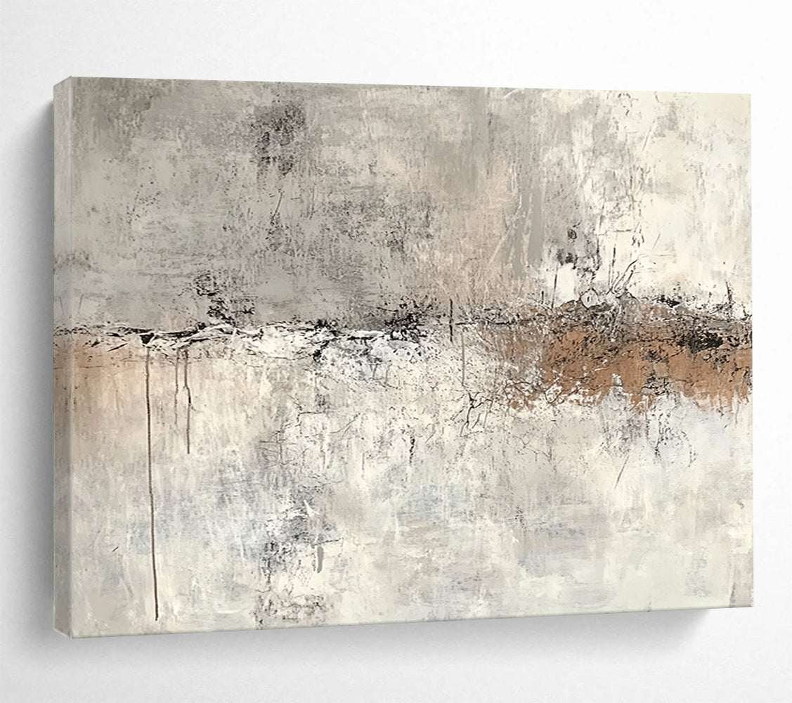 “Neutral Abstract Layers” - Gray, Beige, Abstract Minimalist Painting On Canvas HB1108