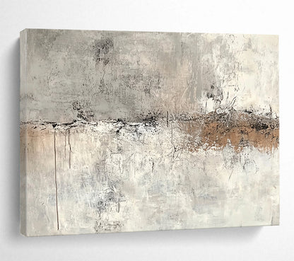 “Neutral Abstract Layers” - Gray, Beige, Abstract Minimalist Painting On Canvas HB1108