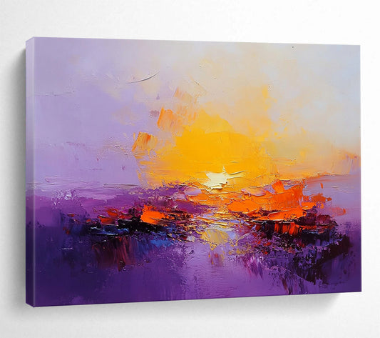 “Purple Sunset Glow” - Purple, Orange, Yellow, Radiant Skies and Water Painting On Canvas HB0933