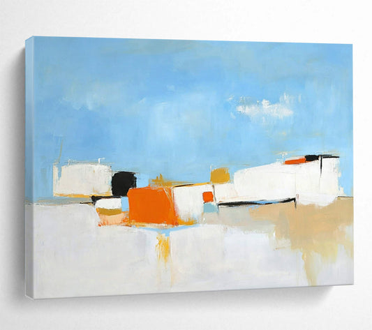 Blue Sky with Abstract Shapes - “Coastal Abstraction” Painting On Canvas HB1447